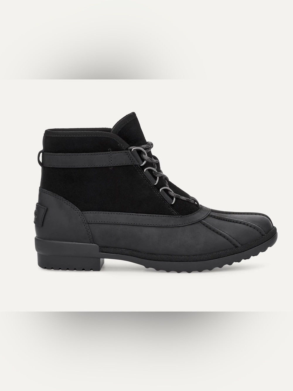 UGG Greda Boots Black Lace Up Duck Boot Leather Wool